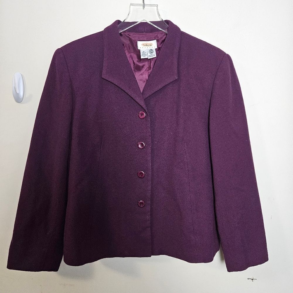 Talbots 4 Blazer 100% Wool Lined Vintage Blazer Eggplant Size 16